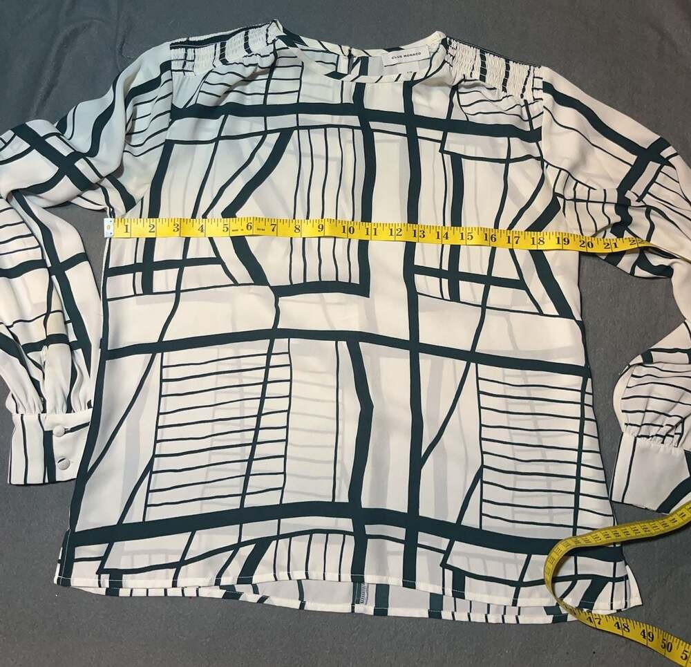 Club Monaco Geometric Print Long Sleeve Blouse Size S/P - Picture 8 of 9